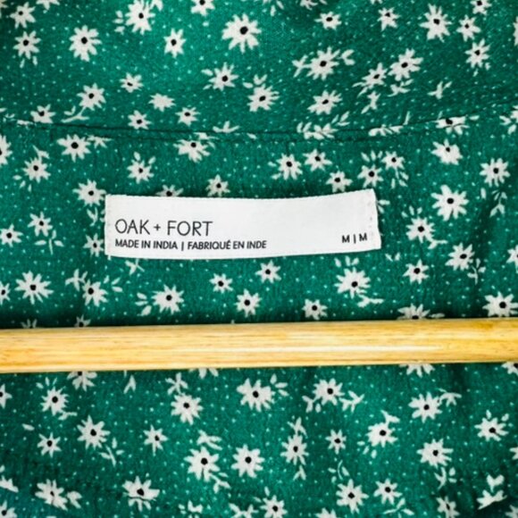 OAK + FORT Green Prairie Print Drop Waist Dress - Picture 3 of 5